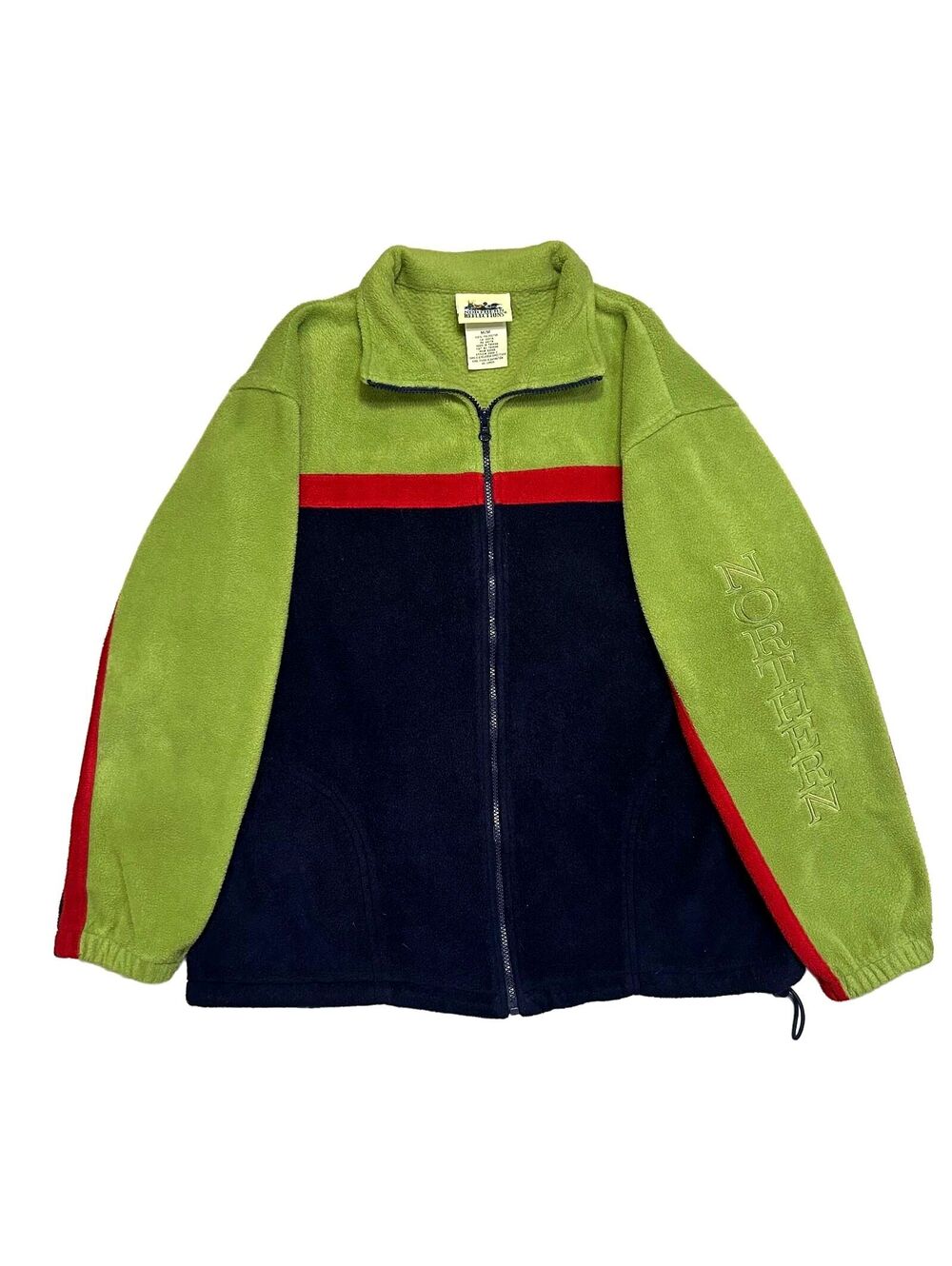Vintage 90s Northern Reflections Colorblock Fleece Jacket Full Zip Green M
